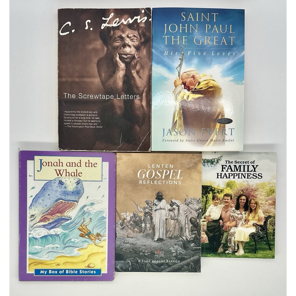 5 Religious Book Lot CS Lewis Screwtape Letters John Paul II Gospel Reflections